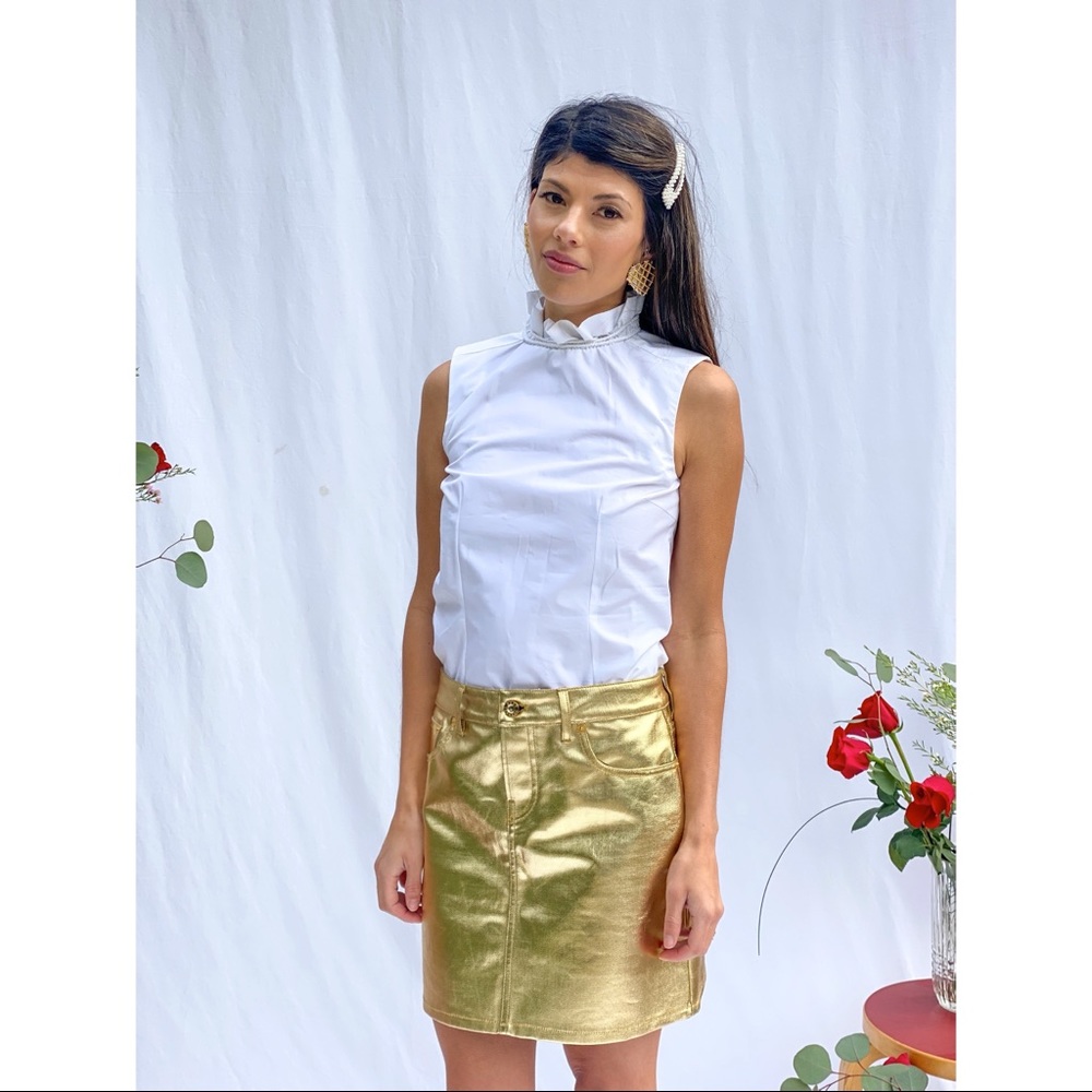 Balenciaga 2012 collection poplin mock neck top